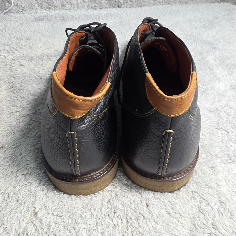 Johnston & Murphy Chukka Boots Black Pebbled Leather Sheepskin Mens 14 Excellent